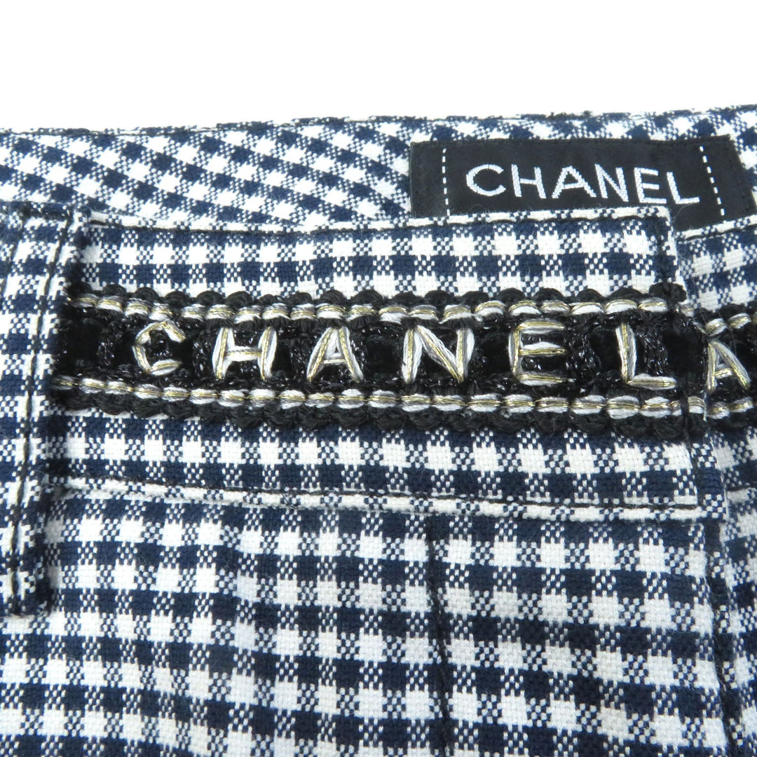 CHANEL Pants P53371 Main: 98% cotton, Main: 2% elastane (polyurethane) Navy white Women 34 Used Authentic