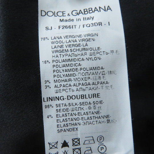 DOLCE&GABBANA ensemble Main: 78% wool, Main: 18% nylon, Main: 3% mohair, Main: 3% alpaca, Lining: 96% silk, : 3% alpaca Lining: 100% polyester black Women (Top) 36, (Bottom) 38 Used Authentic