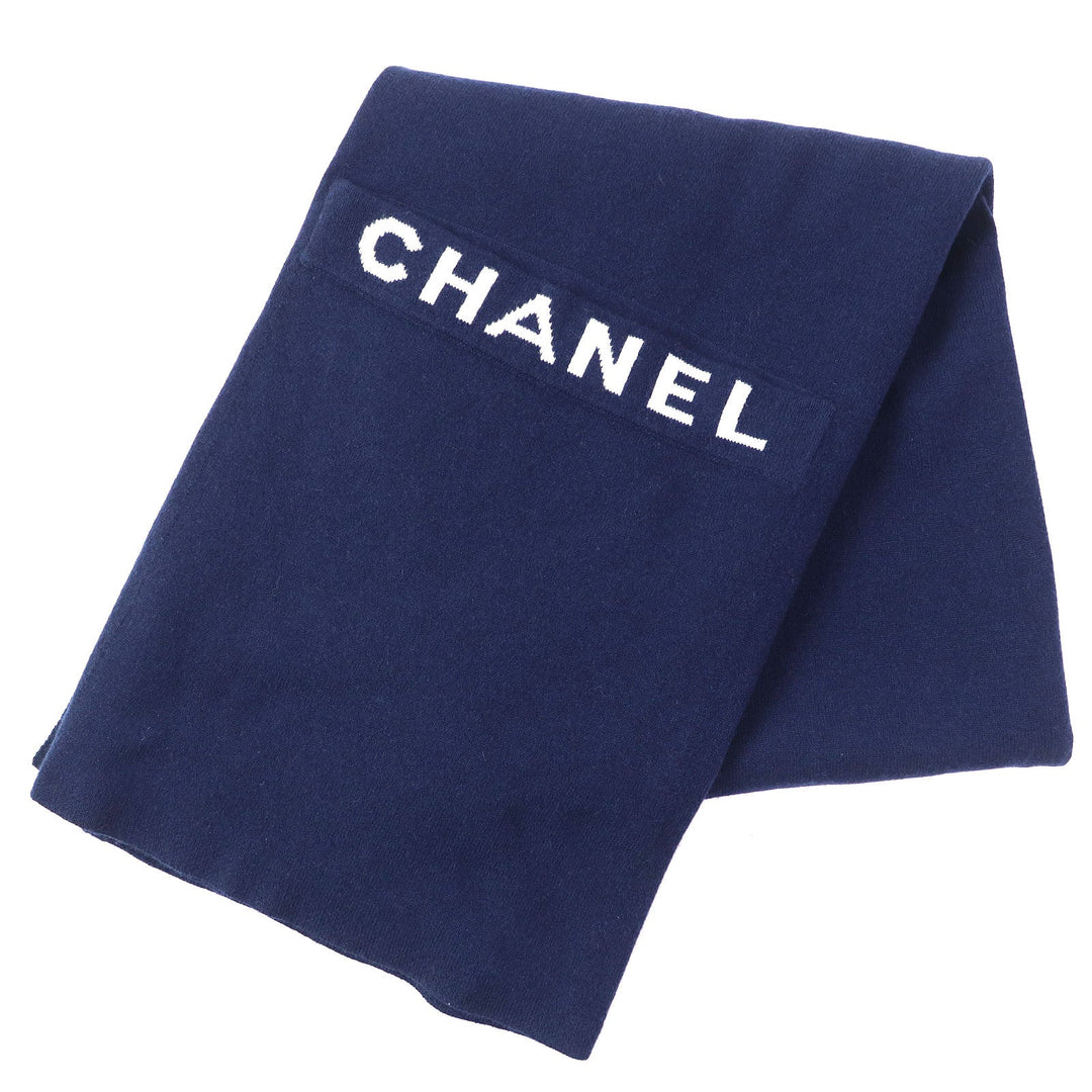 CHANEL Scarf 20C Main: 100% cashmere Navy Women Used Authentic