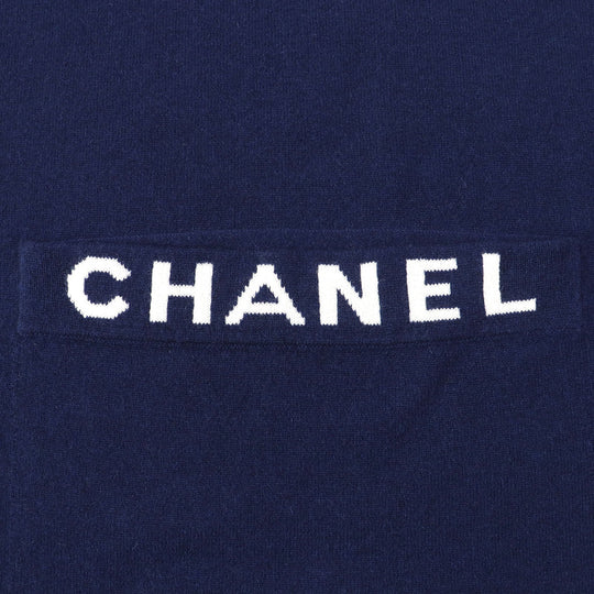 CHANEL Scarf 20C Main: 100% cashmere Navy Women Used Authentic