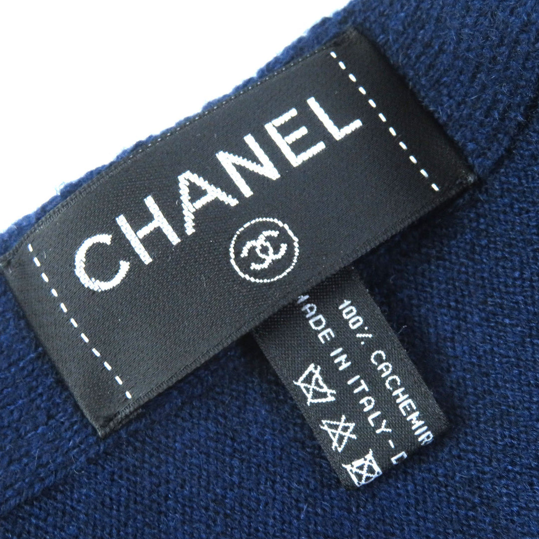CHANEL Scarf 20C Main: 100% cashmere Navy Women Used Authentic