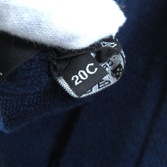 CHANEL Scarf 20C Main: 100% cashmere Navy Women Used Authentic
