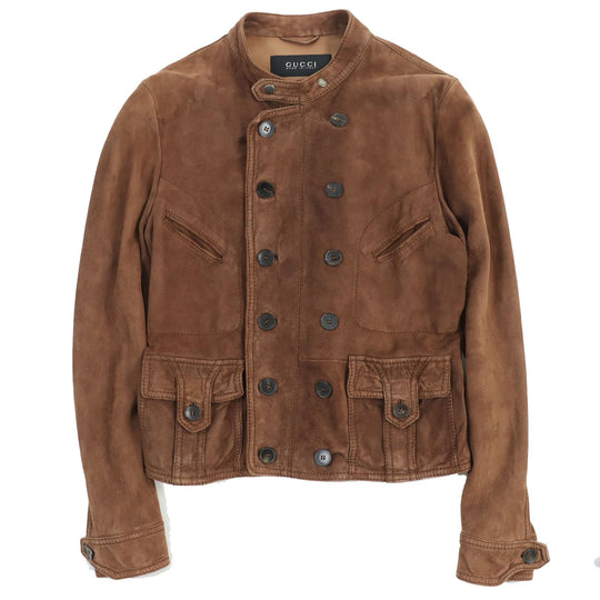 GUCCI leather jacket Main: Suede Brown mens 50 Used Authentic