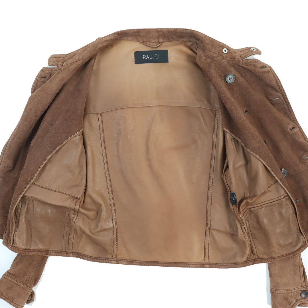 GUCCI leather jacket Main: Suede Brown mens 50 Used Authentic