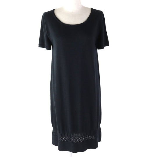 HERMES one piece Main: 55% silk, Main: 45% cotton black Women 38 Used Authentic