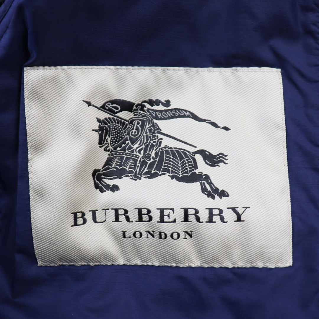 Burberry Prorsum Blouson Outer: 100% polyamide (nylon), Lining: 55% acetate, Lining: 45% viscose (rayon), Filling: 100% polyester, Part: 90% cotton, : 8% polyamide (nylon), : 2% elastane, Part: Lamb leather blue mens M Used Authentic