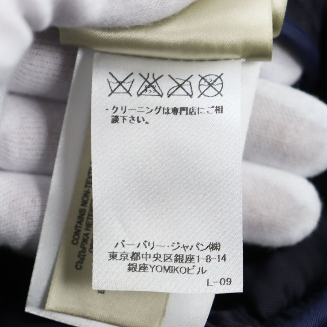 Burberry Prorsum Blouson Outer: 100% polyamide (nylon), Lining: 55% acetate, Lining: 45% viscose (rayon), Filling: 100% polyester, Part: 90% cotton, : 8% polyamide (nylon), : 2% elastane, Part: Lamb leather blue mens M Used Authentic