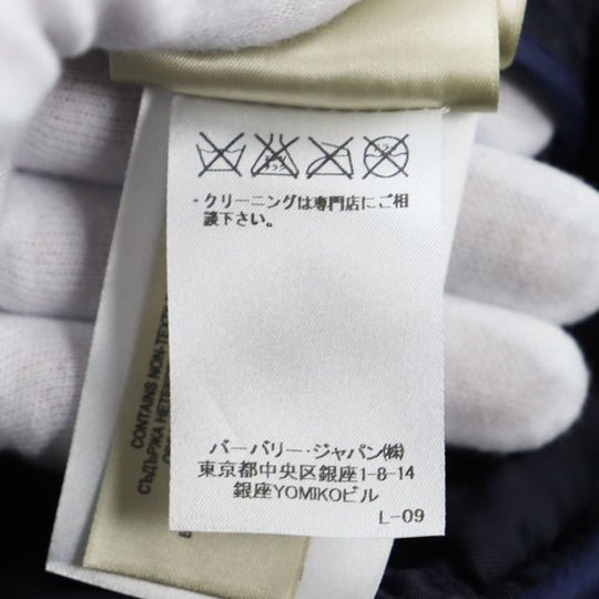 Burberry Prorsum Blouson Outer: 100% polyamide (nylon), Lining: 55% acetate, Lining: 45% viscose (rayon), Filling: 100% polyester, Part: 90% cotton, : 8% polyamide (nylon), : 2% elastane, Part: Lamb leather blue mens M Used Authentic