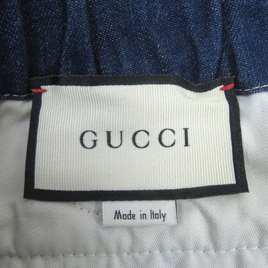 GUCCI Pants 626424 Main: 62% cotton, Main: 38% linen, Part: Cowhide Indigo blue mens 46 Used Authentic