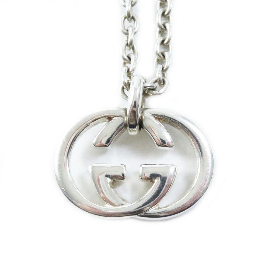 GUCCI Necklace 190484-J8400-8106 Main�FAG925 Silver Interlocking Double G mens(Unisex) Used Authentic