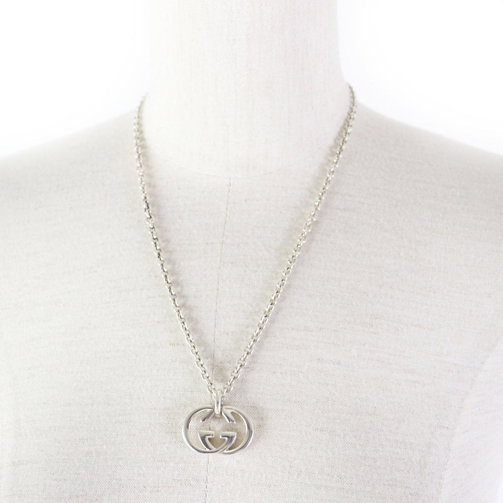 GUCCI Necklace 190484-J8400-8106 Main�FAG925 Silver Interlocking Double G mens(Unisex) Used Authentic