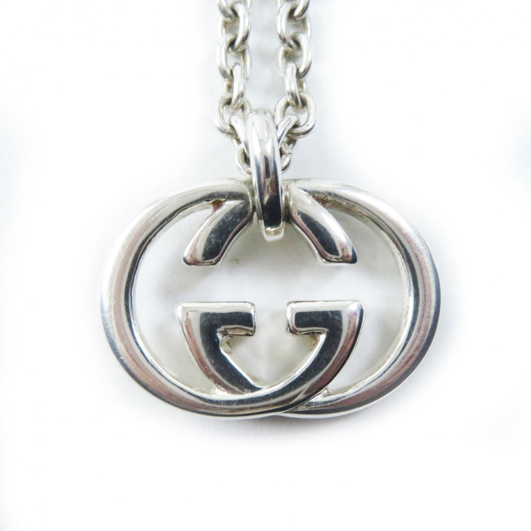 GUCCI Necklace 190484-J8400-8106 Main�FAG925 Silver Interlocking Double G mens(Unisex) Used Authentic