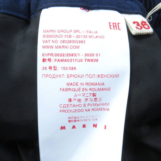 MARNI Cropped pants PAMA0317U0 Outer: 100% wool, Lining: 100% rayon, Part: 100% cotton Navy Women 36 Used Authentic