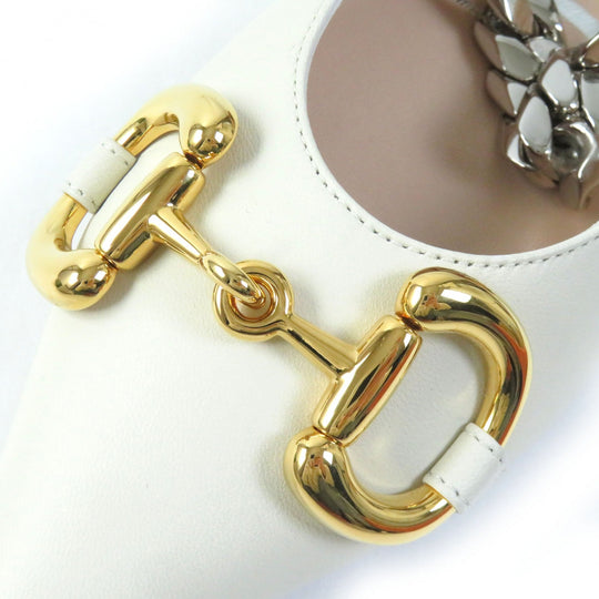 GUCCI pumps 621161 Main: Leather Ivory Women 35 1/2 Used Authentic