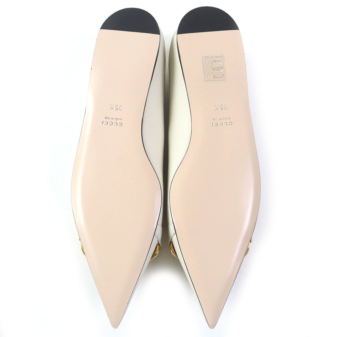 GUCCI pumps 621161 Main: Leather Ivory Women 35 1/2 Used Authentic