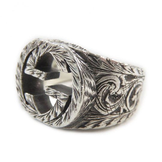 GUCCI Ring 455302-J8400-0811 Main�FAG925 Silver Arabesque Interlocking G mens 14 Used Authentic