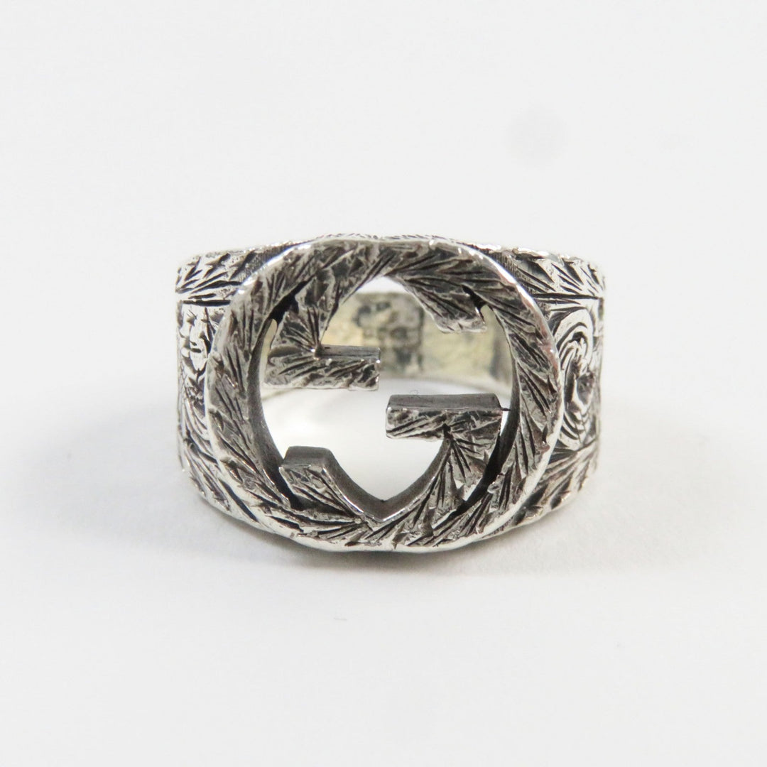 GUCCI Ring 455302-J8400-0811 Main�FAG925 Silver Arabesque Interlocking G mens 14 Used Authentic