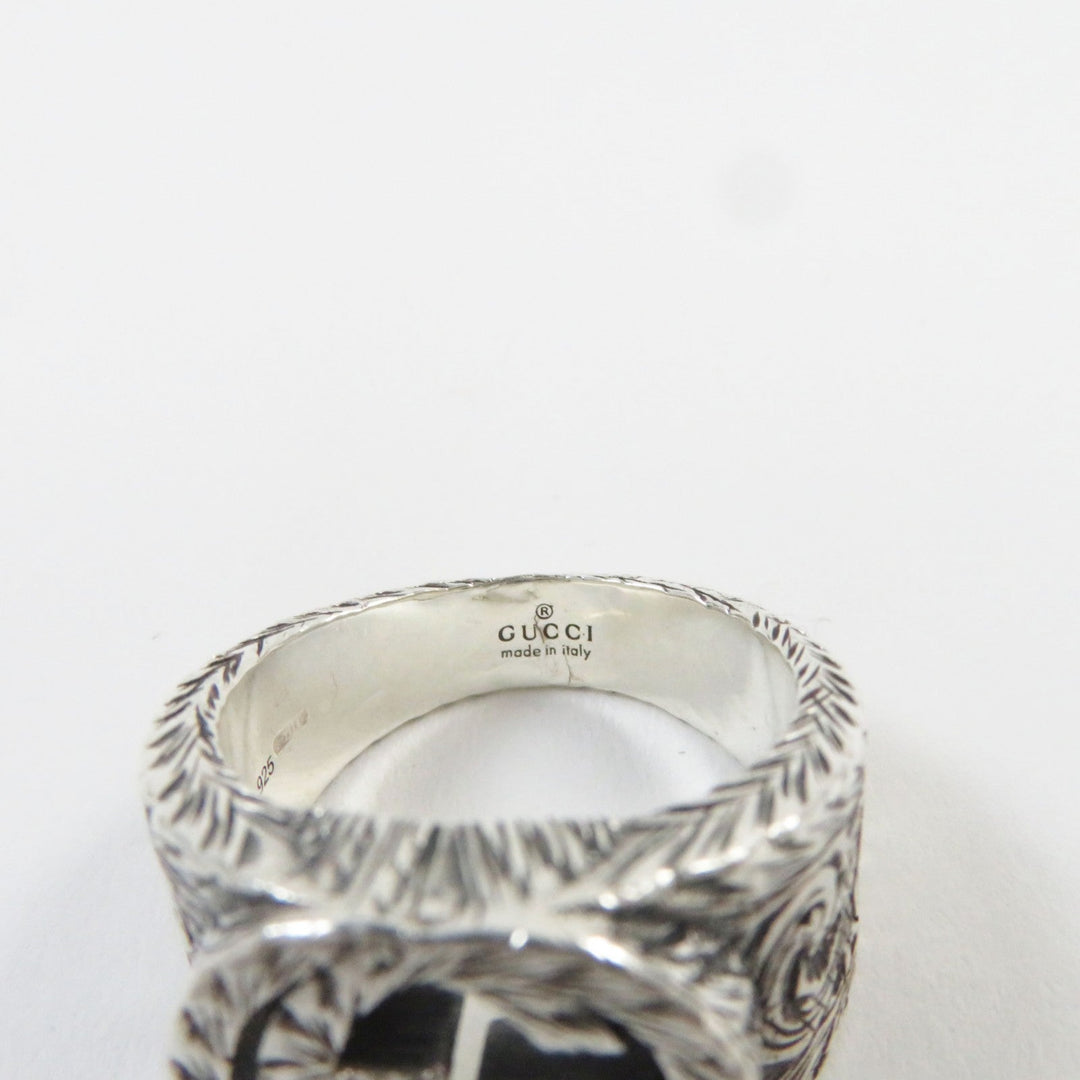 GUCCI Ring 455302-J8400-0811 Main�FAG925 Silver Arabesque Interlocking G mens 14 Used Authentic