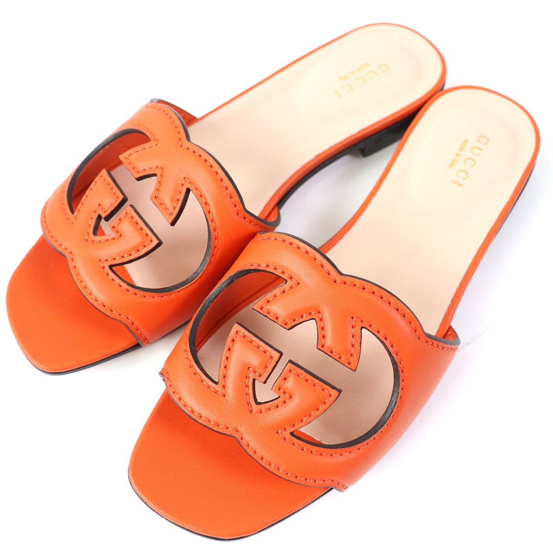 GUCCI Sandals 694451 Main: Leather Orange Women 36 Used Authentic