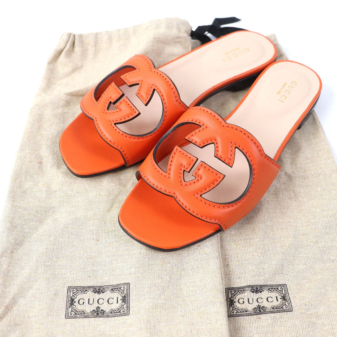 GUCCI Sandals 694451 Main: Leather Orange Women 36 Used Authentic