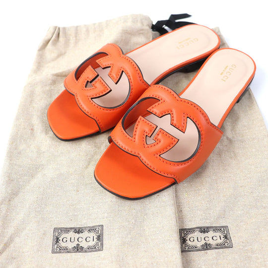 GUCCI Sandals 694451 Main: Leather Orange Women 36 Used Authentic