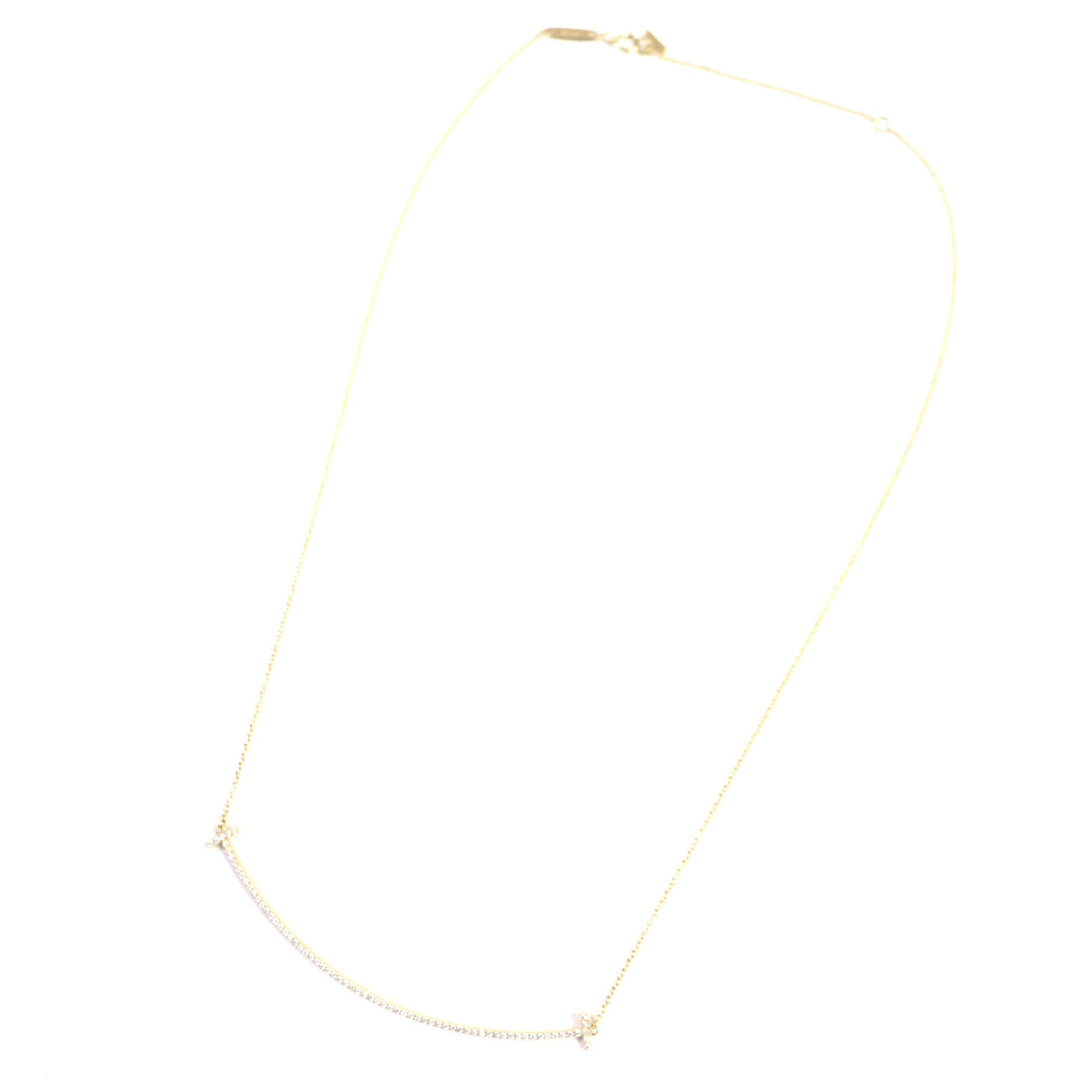TIFFANY&Co. Necklace Main: AU750, Part: Diamond gold T Smile Women Used Authentic