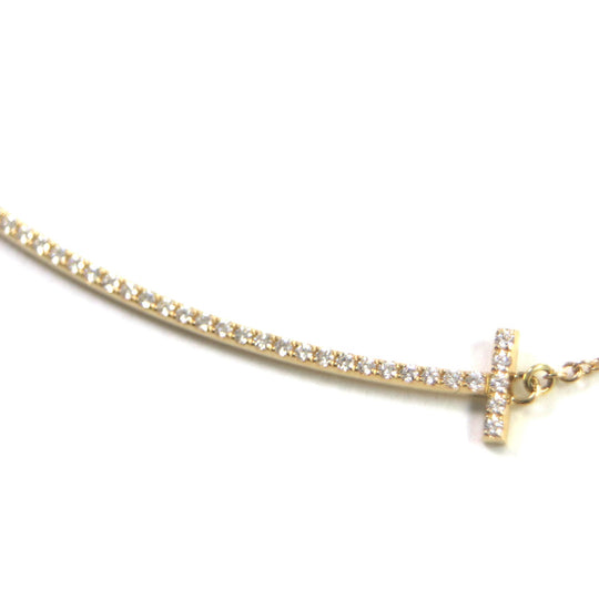TIFFANY&Co. Necklace Main: AU750, Part: Diamond gold T Smile Women Used Authentic