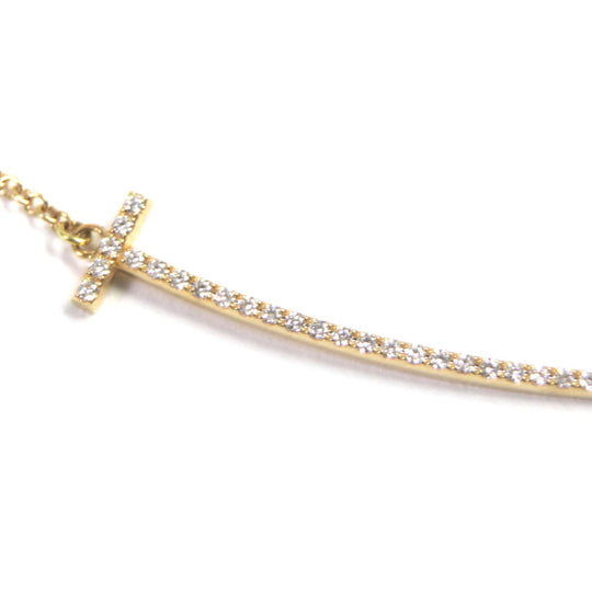 TIFFANY&Co. Necklace Main: AU750, Part: Diamond gold T Smile Women Used Authentic