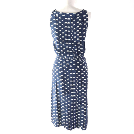 CHANEL one piece Silk.Cotton canvas Navy Ivory Women 34 Used Authentic