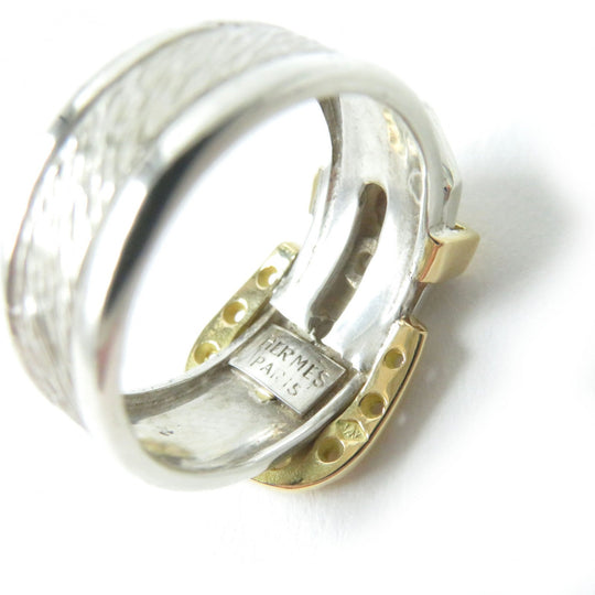 HERMES Ring Main�FSV925 , Main�F750 Silver gold Horseshoe Combi Ring Women Used Authentic
