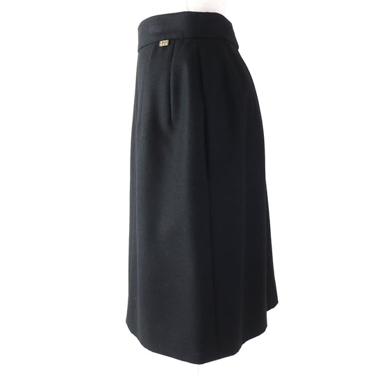 CHANEL skirt P41438 Outer: 75% wool, Outer: 25% cashmere, Lining: 100% silk black Women 38 Used Authentic