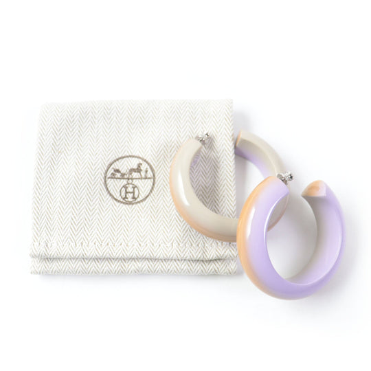 HERMES Pierce Lakkawood Lila Stand Earrings Fusion PM Women Used Authentic