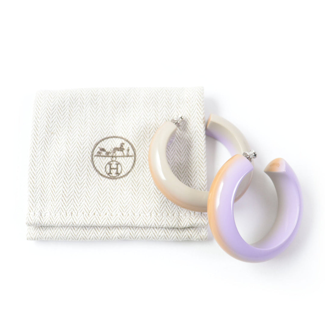 HERMES Pierce Lakkawood Lila Stand Earrings Fusion PM Women Used Authentic