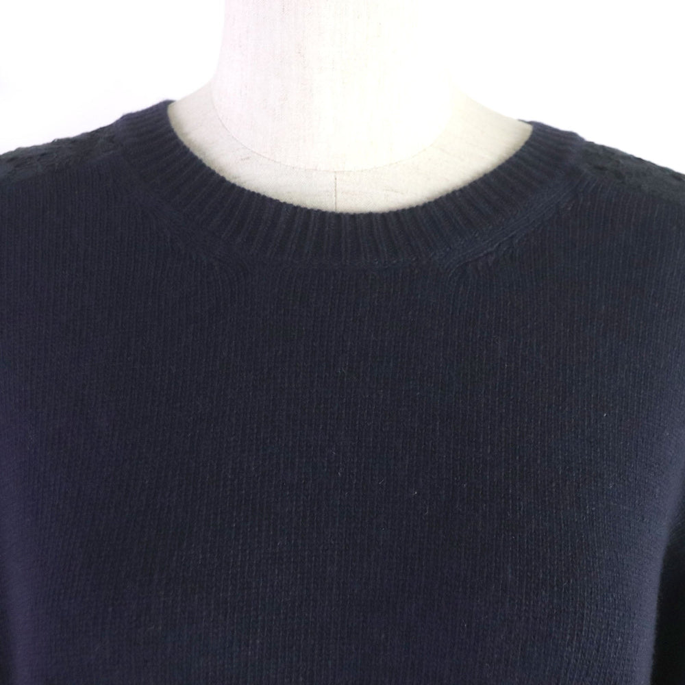VALENTINO knit Outer: 70% wool, Outer: 30% cashmere, Lace: 77% cotton, 17% rayon, 6% nylon Navy Women L Used Authentic