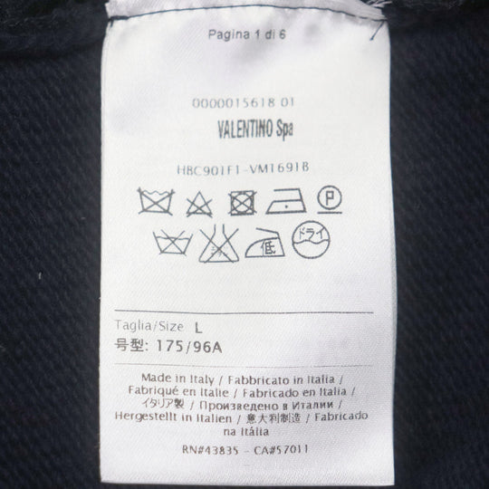 VALENTINO knit Outer: 70% wool, Outer: 30% cashmere, Lace: 77% cotton, 17% rayon, 6% nylon Navy Women L Used Authentic