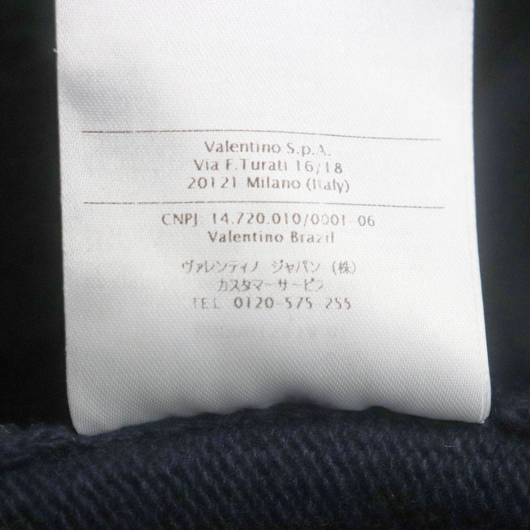 VALENTINO knit Outer: 70% wool, Outer: 30% cashmere, Lace: 77% cotton, 17% rayon, 6% nylon Navy Women L Used Authentic