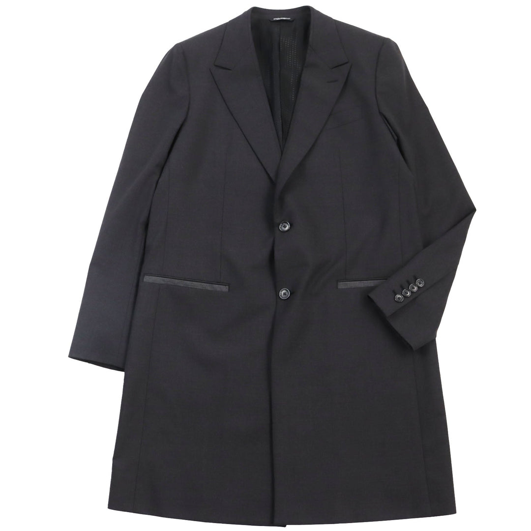 DOLCE&GABBANA Chester coat Outer: 97% wool, Outer: 3% elastane (polyurethane), Lining: 36% viscose (rayon), Lining: 34% acetate, Lining: 30% cupra Dark gray mens 46 Used Authentic