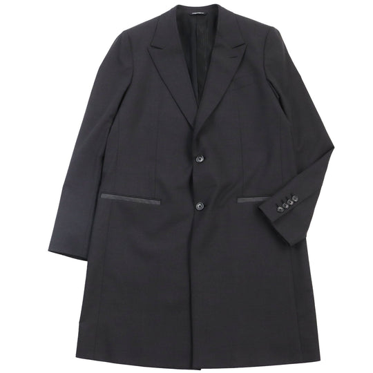 DOLCE&GABBANA Chester coat Outer: 97% wool, Outer: 3% elastane (polyurethane), Lining: 36% viscose (rayon), Lining: 34% acetate, Lining: 30% cupra Dark gray mens 46 Used Authentic