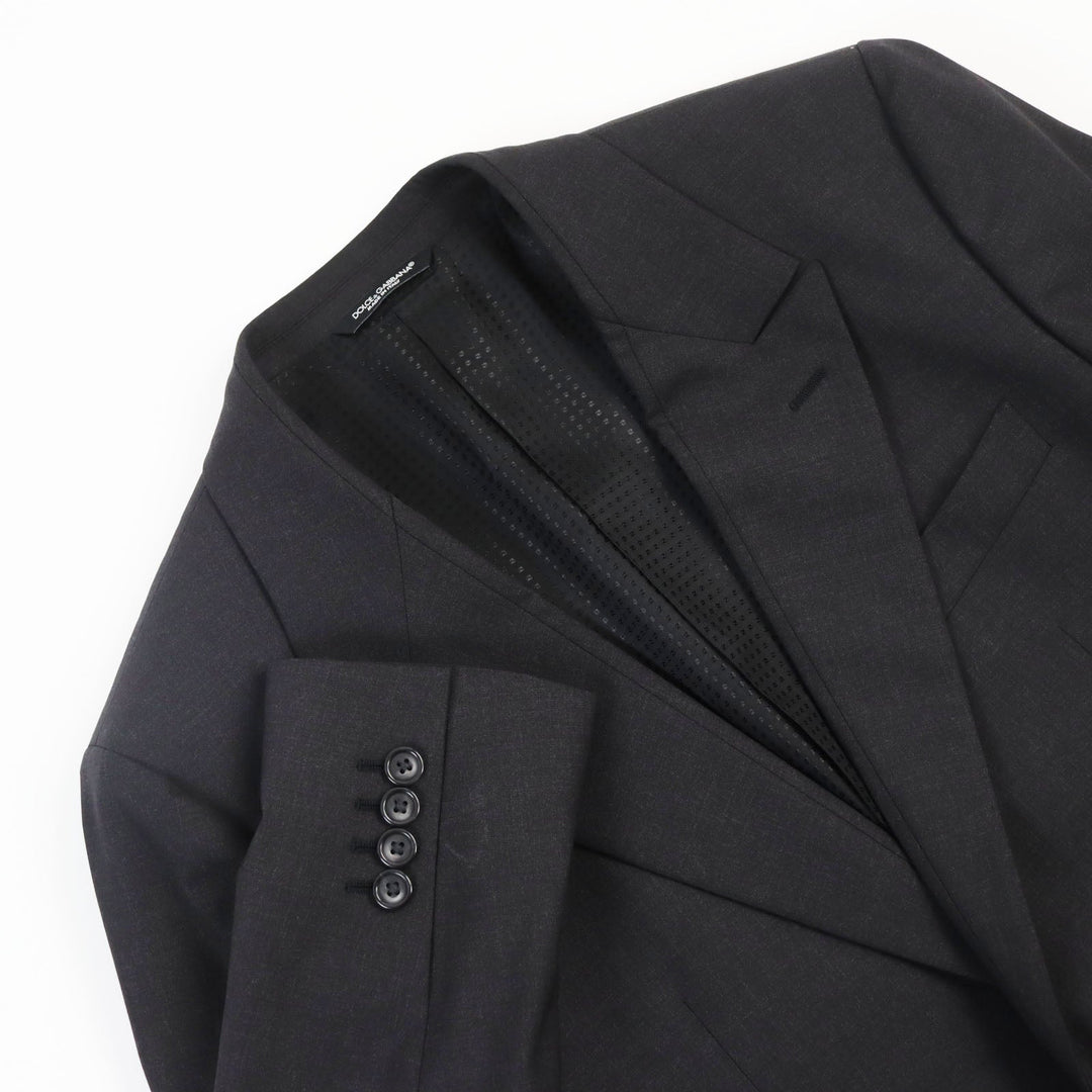 DOLCE&GABBANA Chester coat Outer: 97% wool, Outer: 3% elastane (polyurethane), Lining: 36% viscose (rayon), Lining: 34% acetate, Lining: 30% cupra Dark gray mens 46 Used Authentic