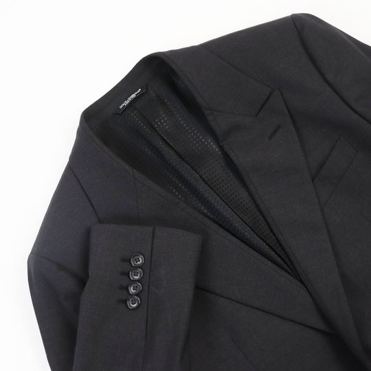 DOLCE&GABBANA Chester coat Outer: 97% wool, Outer: 3% elastane (polyurethane), Lining: 36% viscose (rayon), Lining: 34% acetate, Lining: 30% cupra Dark gray mens 46 Used Authentic