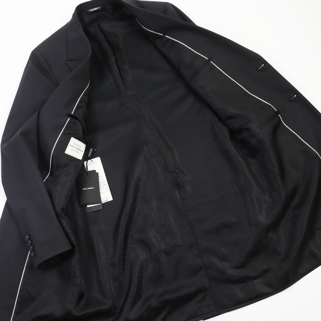 DOLCE&GABBANA Chester coat Outer: 97% wool, Outer: 3% elastane (polyurethane), Lining: 36% viscose (rayon), Lining: 34% acetate, Lining: 30% cupra Dark gray mens 46 Used Authentic