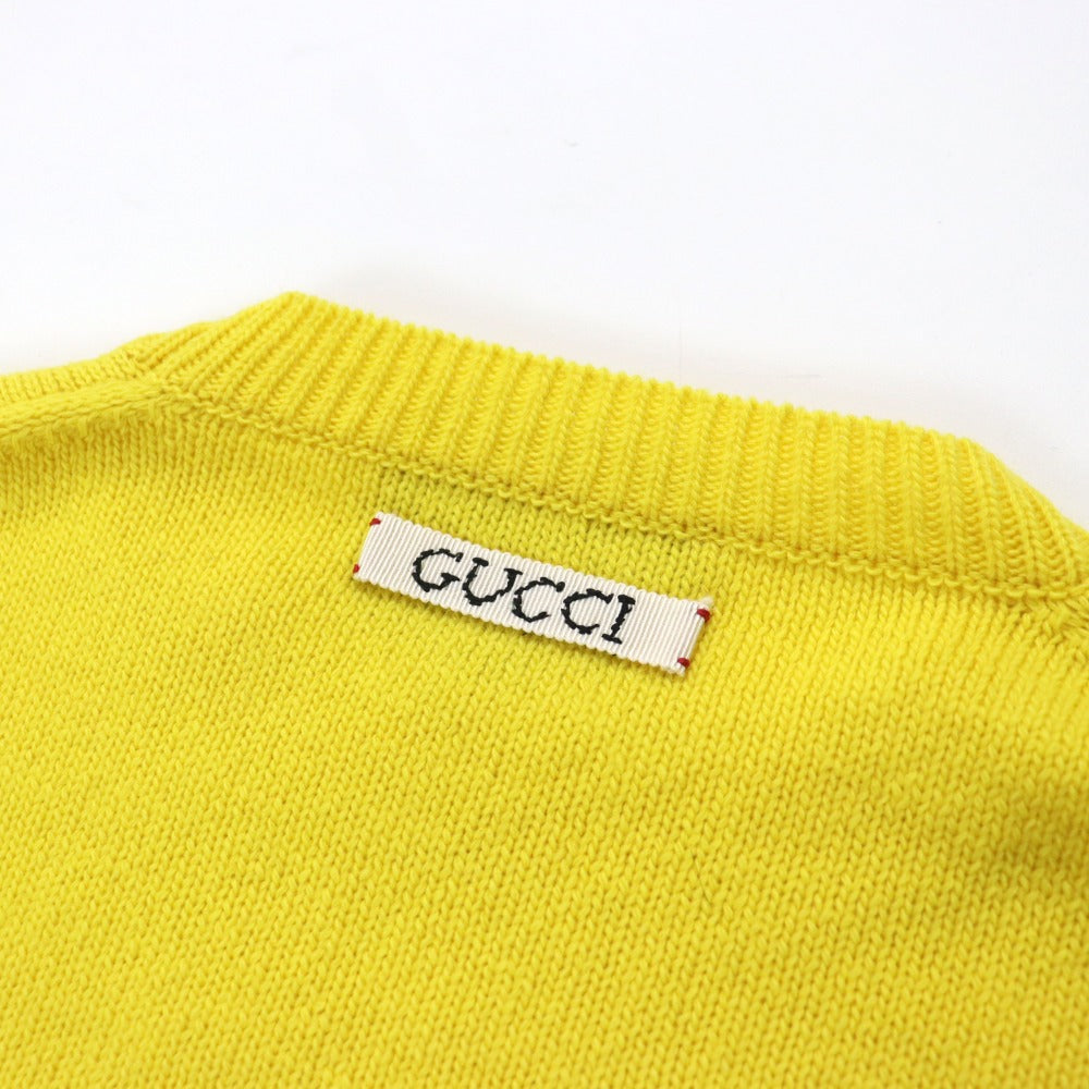GUCCI knit 655654 XKBVZ Outer: 100% wool, part: 37% cotton, part: 37% rayon, part: 26% polyester yellow Women S Used Authentic