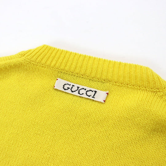 GUCCI knit 655654 XKBVZ Outer: 100% wool, part: 37% cotton, part: 37% rayon, part: 26% polyester yellow Women S Used Authentic