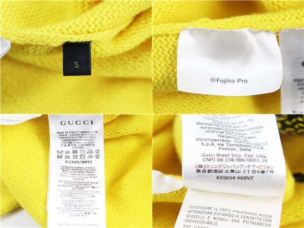 GUCCI knit 655654 XKBVZ Outer: 100% wool, part: 37% cotton, part: 37% rayon, part: 26% polyester yellow Women S Used Authentic