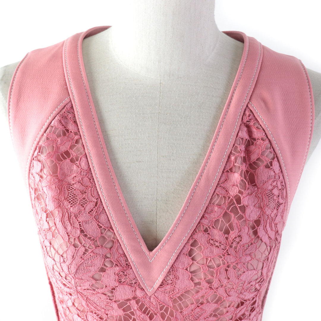 VALENTINO one piece PB3VAGZ6360 Outer: 65% wool, Outer: 35% silk, Lining: 91% silk, Lining: 9% polyurethane, Part: 100% nylon, Outer 2: 71% cotton, 21% rayon, 8% nylon pink Women 2 Used Authentic