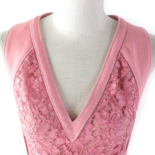 VALENTINO one piece PB3VAGZ6360 Outer: 65% wool, Outer: 35% silk, Lining: 91% silk, Lining: 9% polyurethane, Part: 100% nylon, Outer 2: 71% cotton, 21% rayon, 8% nylon pink Women 2 Used Authentic