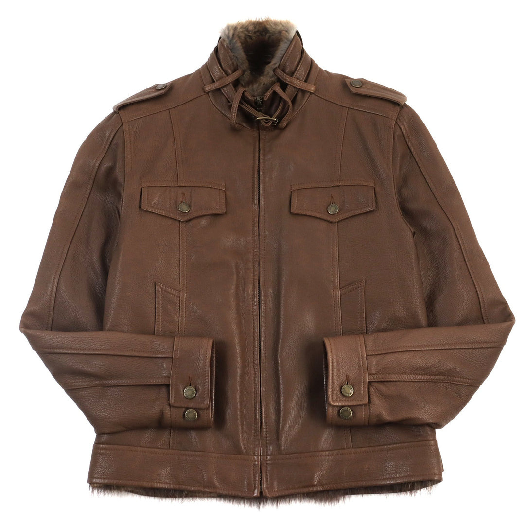 DOLCE&GABBANA leather jacket G9027L / G5004 Outer: 100% sheepskin; Lining: 100% muskrat Brown mens 48 Used Authentic