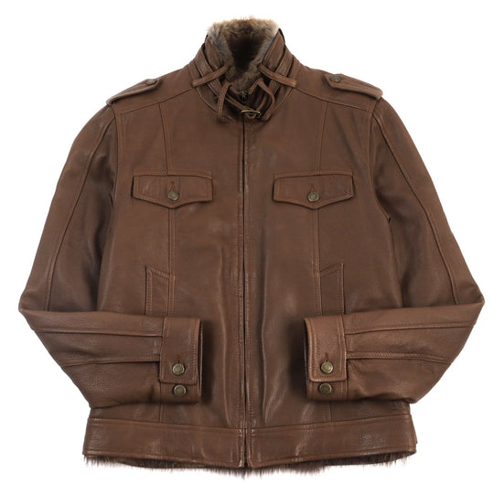 DOLCE&GABBANA leather jacket G9027L / G5004 Outer: 100% sheepskin; Lining: 100% muskrat Brown mens 48 Used Authentic