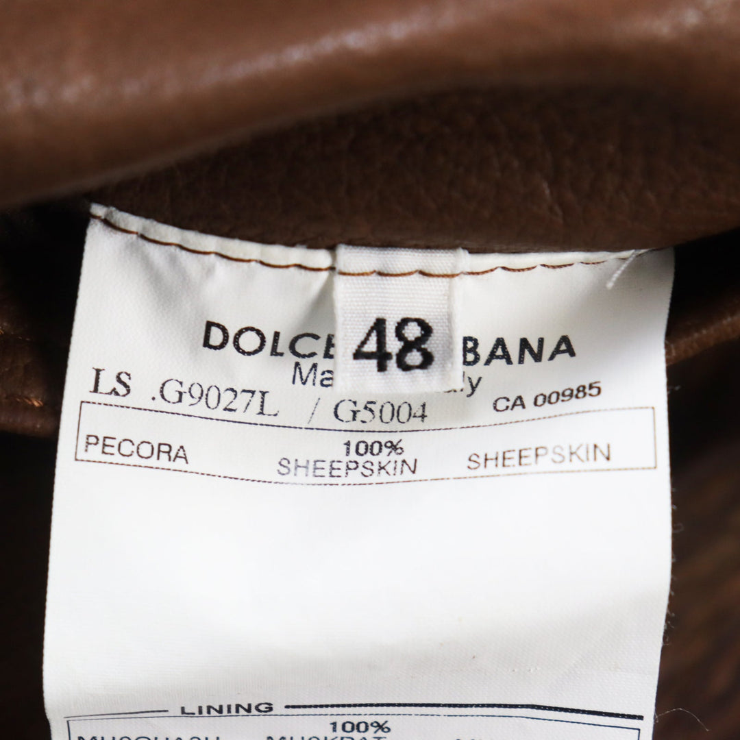 DOLCE&GABBANA leather jacket G9027L / G5004 Outer: 100% sheepskin; Lining: 100% muskrat Brown mens 48 Used Authentic