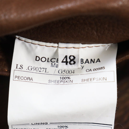DOLCE&GABBANA leather jacket G9027L / G5004 Outer: 100% sheepskin; Lining: 100% muskrat Brown mens 48 Used Authentic
